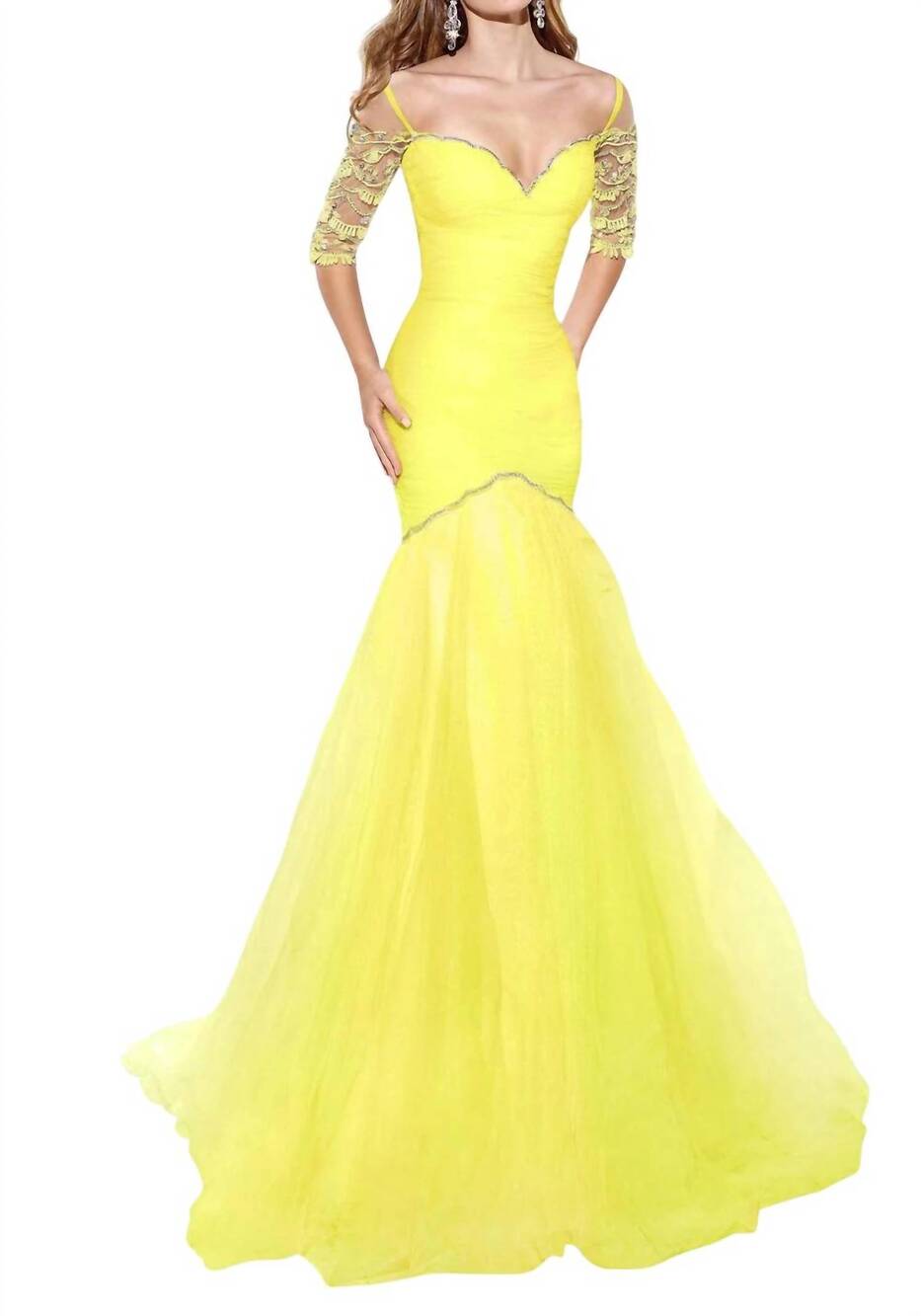 NEW TARIK EDIZ mermaid evening gown in yellow